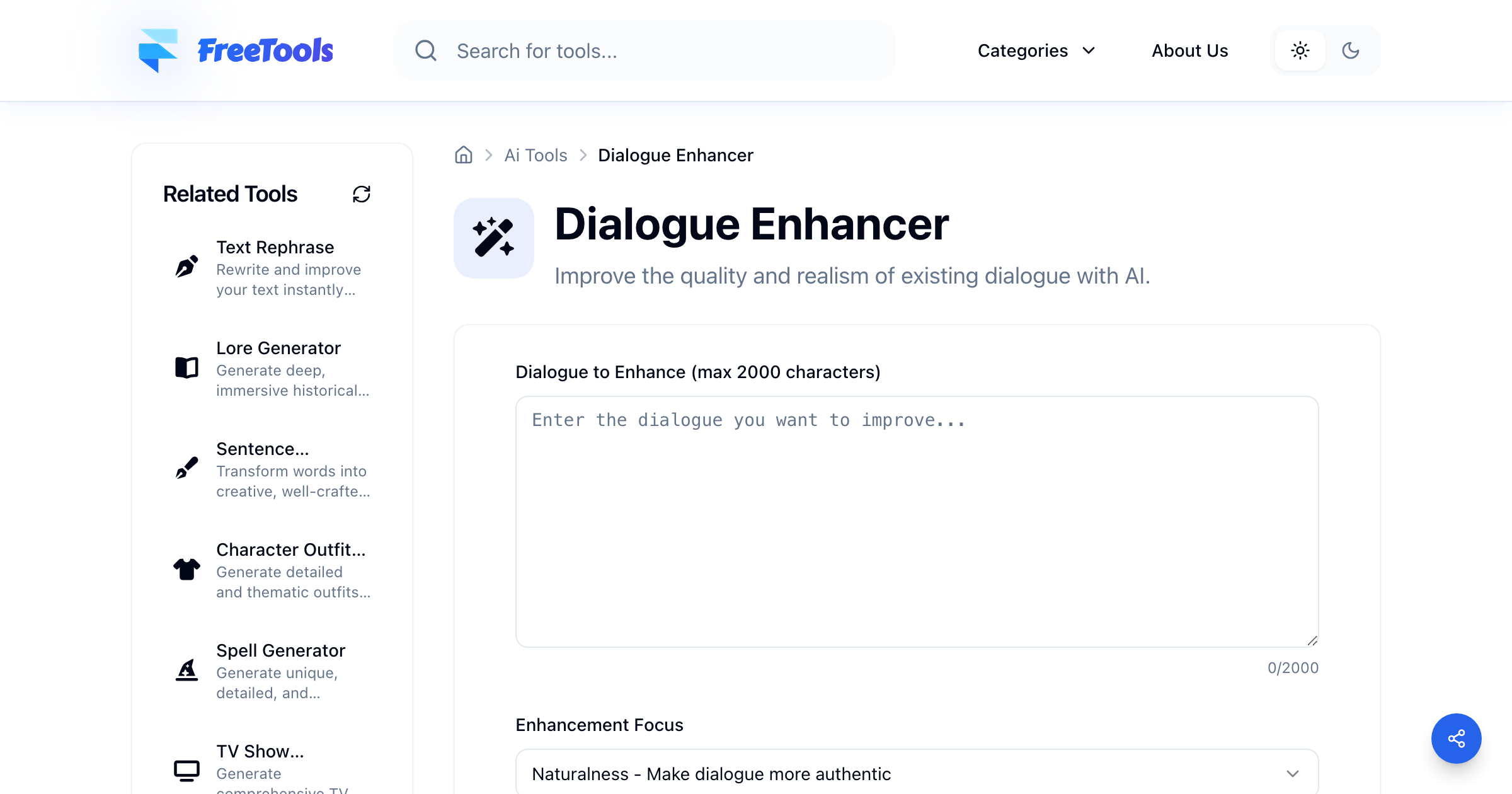 Dialogue Enhancer - Free Online Tool | Free Tools