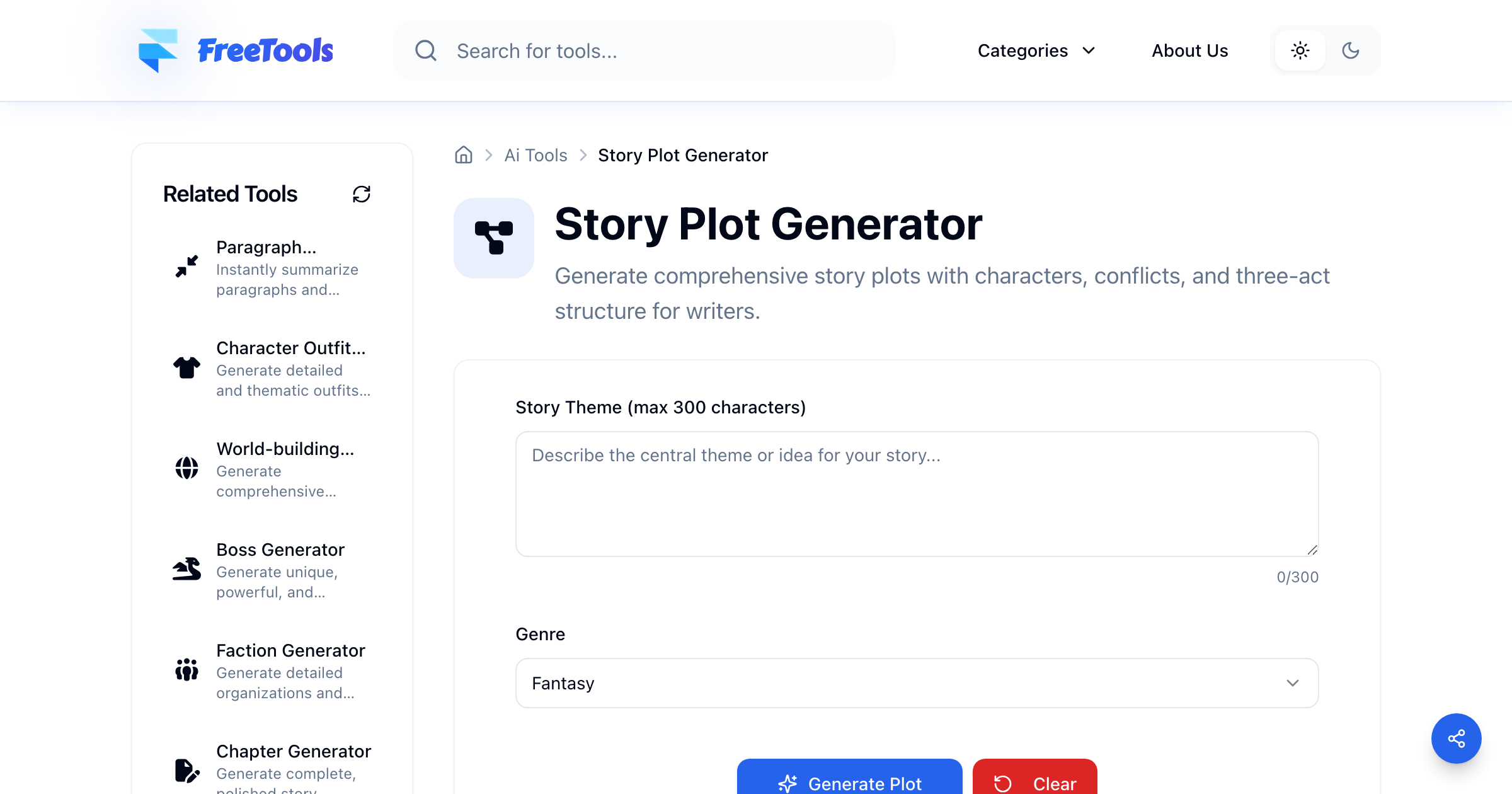 Story Plot Generator - Free Online Tool | Free Tools