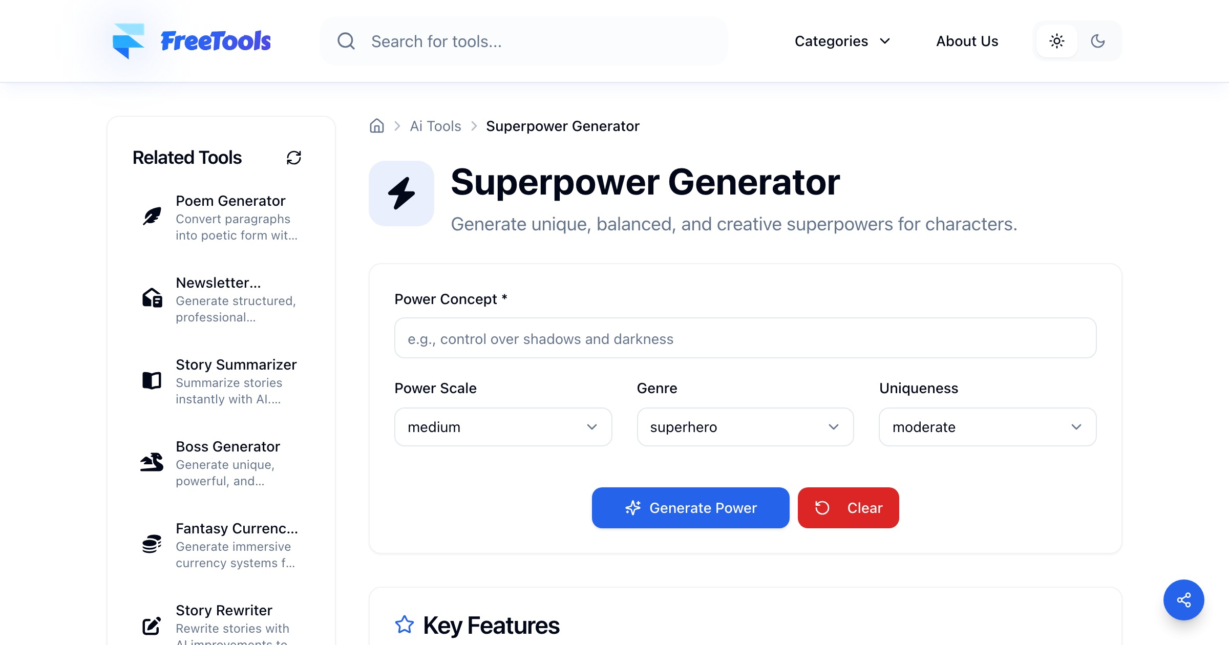 Superpower Generator - Free Online Tool | Free Tools