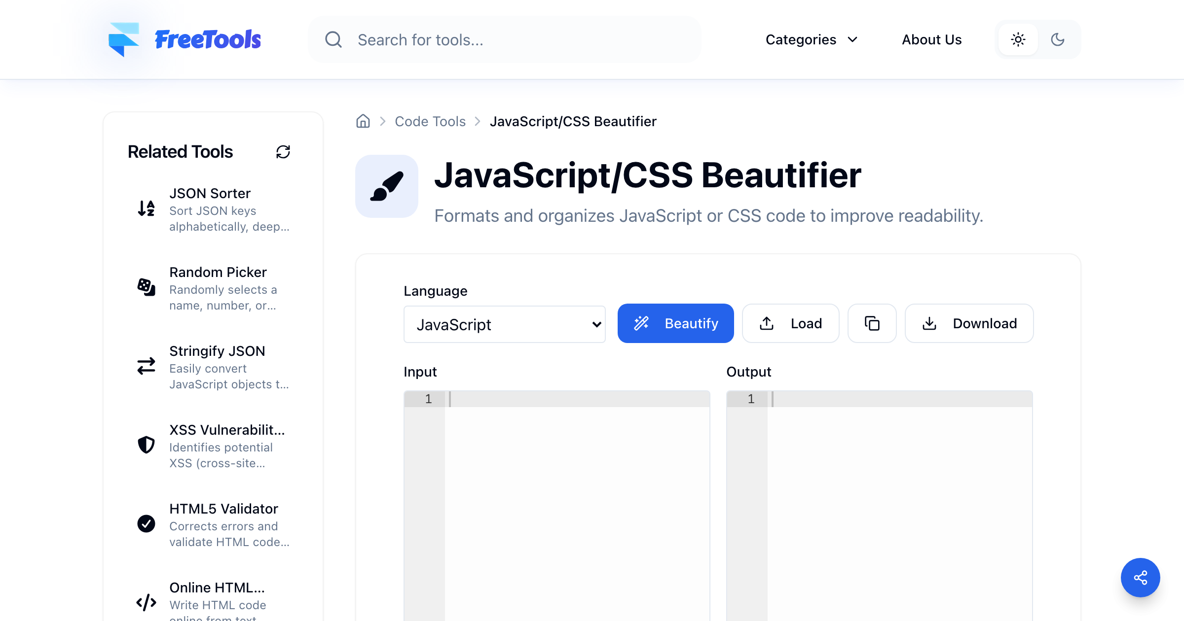 JavaScript/CSS Beautifier - Free Online Tool | Free Tools