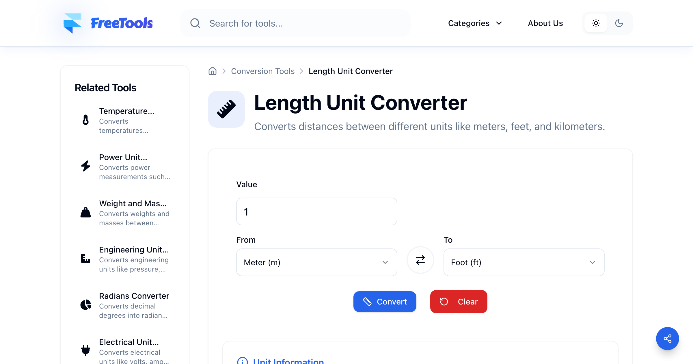 Distance Unit Conversion Online Length Unit Converter - Free Online Tool | Free Tools
