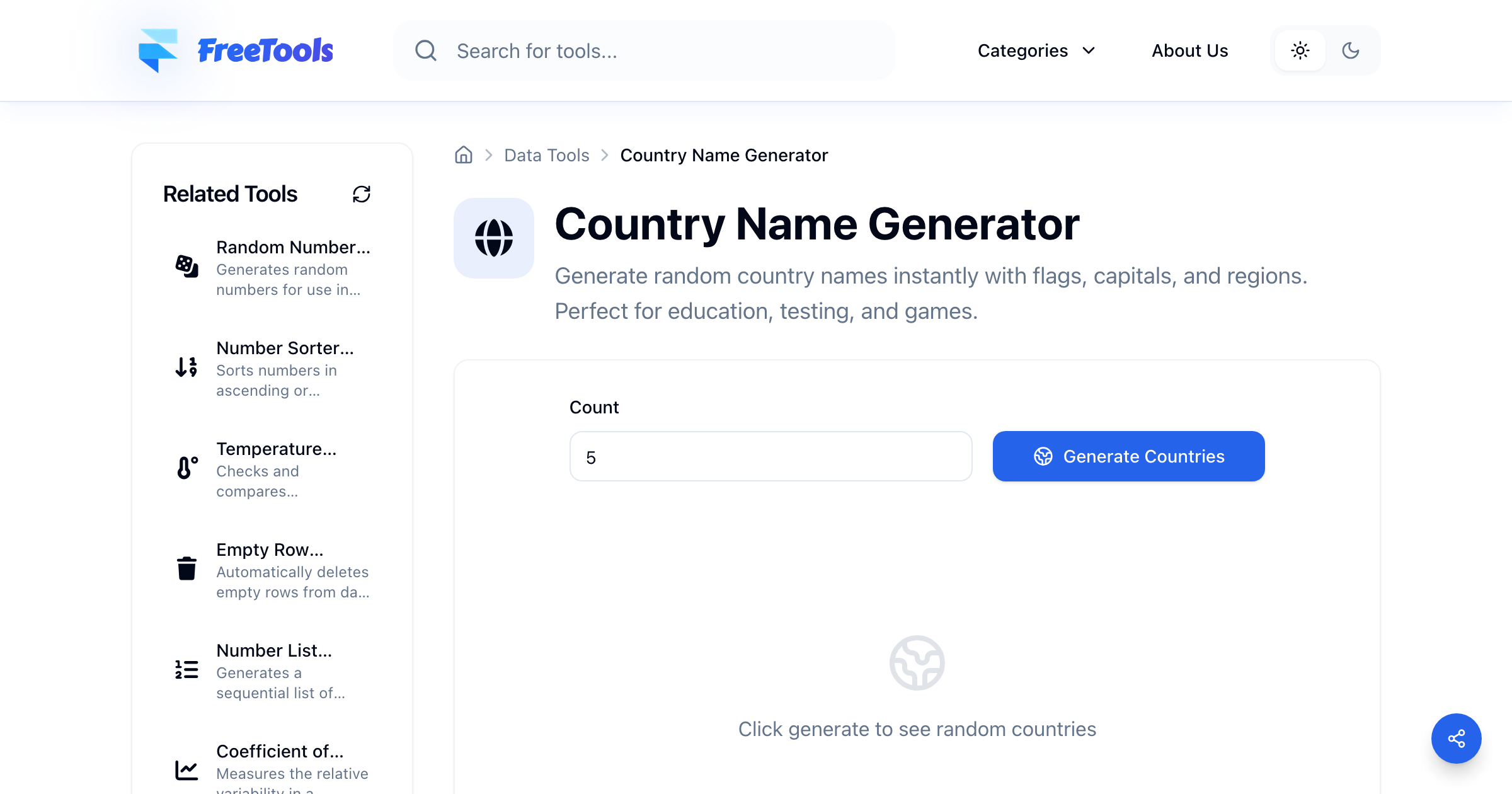 Country Name Generator - Free Online Tool | Free Tools