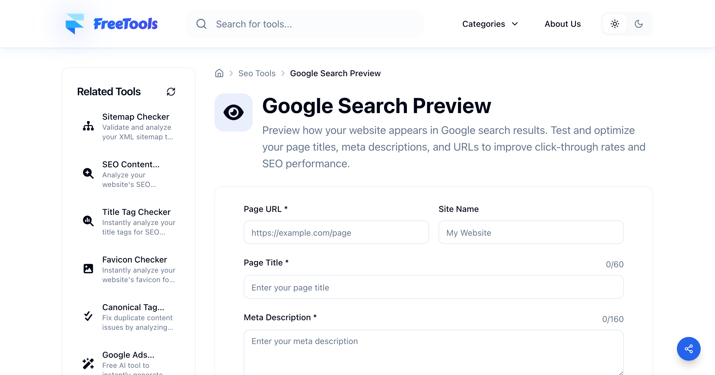 Preview Gratis Google Search Preview - Free Online Tool | Free Tools