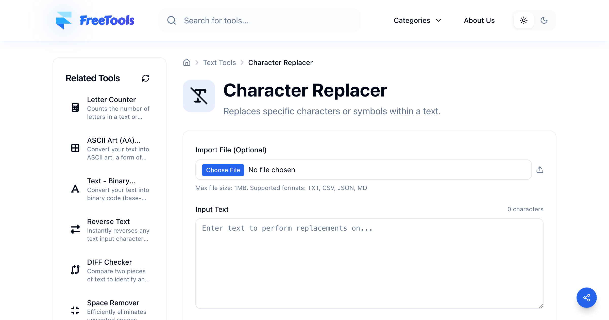 Character Replacer - Free Online Tool | Free Tools