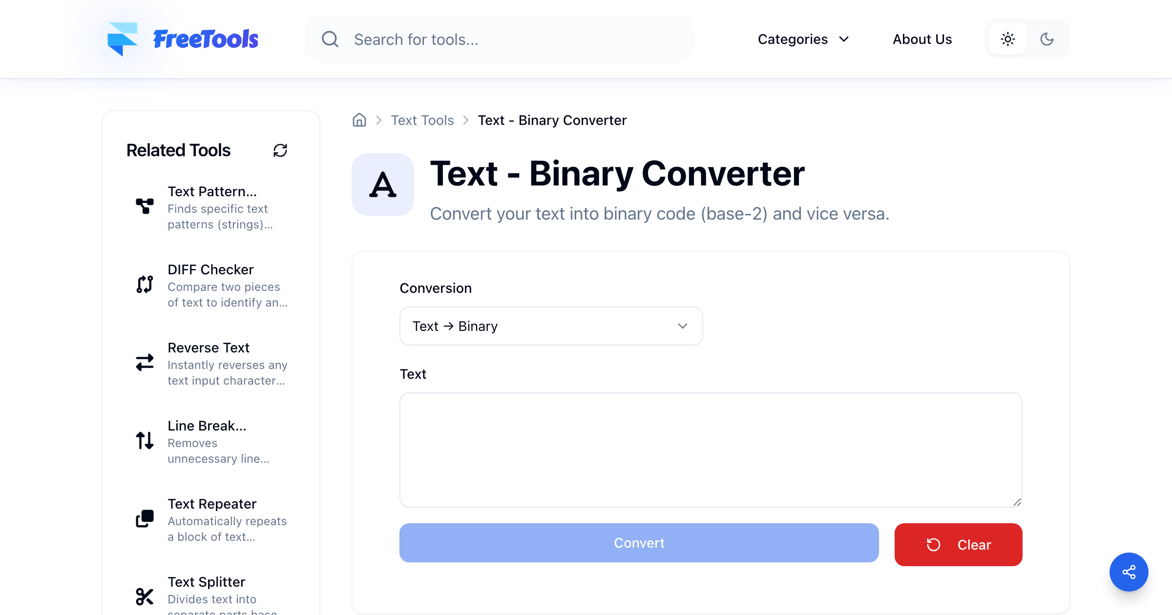 Text - Binary Converter - Free Online Tool | Free Tools